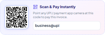 UPI QR code printed on an invoice for instant payment